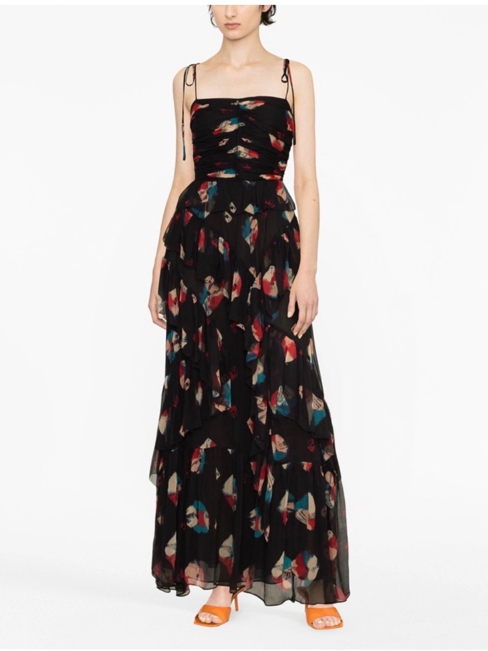Ulla Johnson Aveline Tiered Ruffled Printed Silk-Crepon Gown - Picture 2 of 10